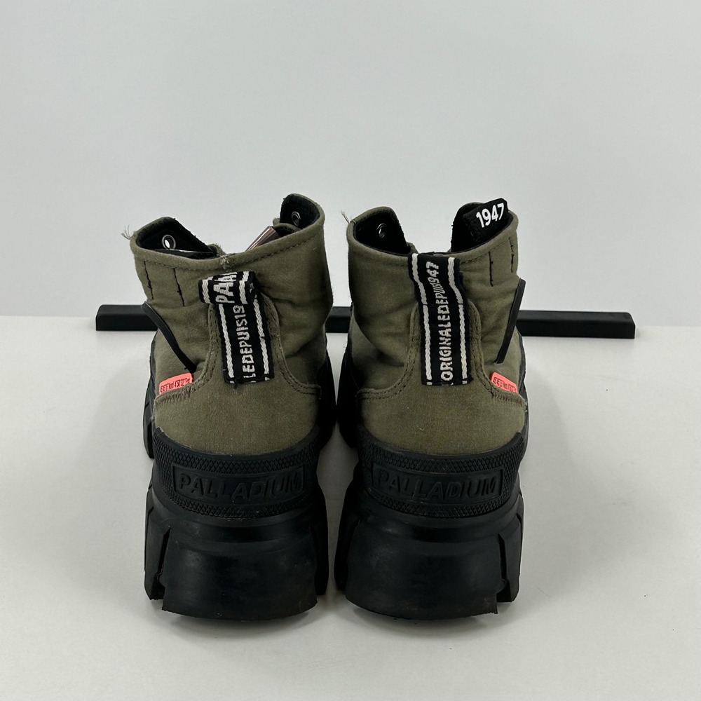 Palladium Revolt Hi Army Olive Green Canvas Platform Lug Sole Boots Womens 8 - Picture 5 of 10